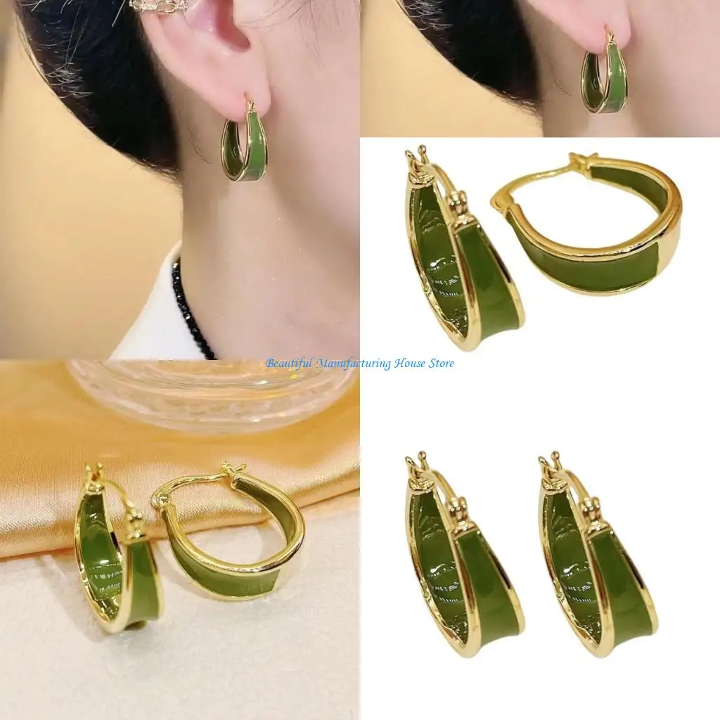 

E56A Elegant Irregular Metal Dripping Oil Hoop Earrings Unique Ear Cuff for Wedding Party Stylish Women Ear Accessories