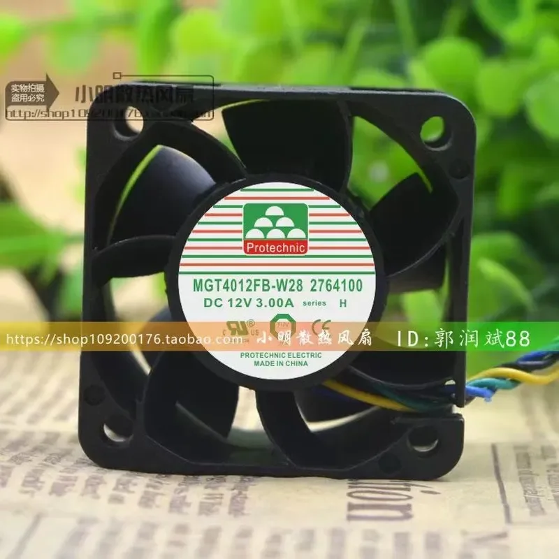 for Yongli MGT4012FB-W28 12V 3A 4 Wire PWM Temperature Control Double Ball Bearing High Speed Large Air Volume Cooling Fan