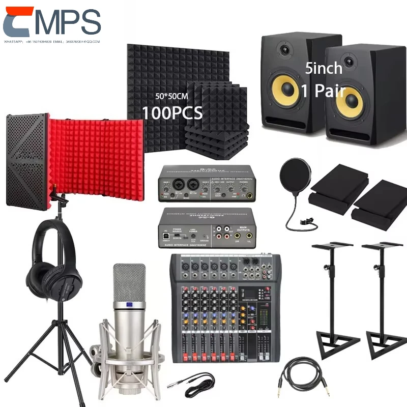Factory Podcast Equipment Recording Studio Kit Microphone Live Stream SoundCard Speaker Audio Mixer Sound Cards