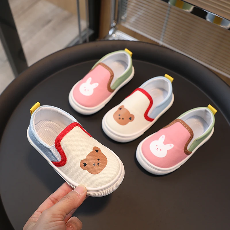 

2025 Fashion Breathable Non-slip Kids Shoes Childrens Canvas Shoes Slip on Cartoon Boys Sneakers Lightweight School Girls Shoes