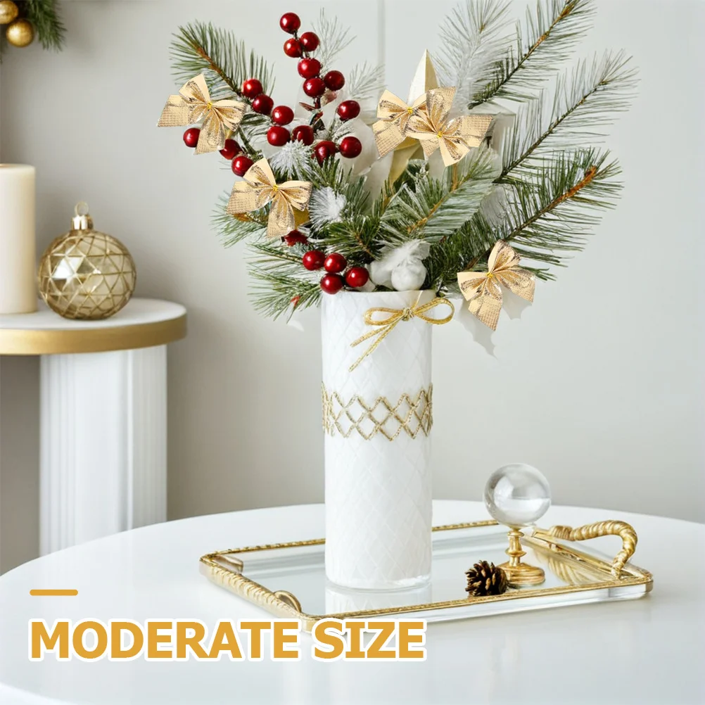 

60Pcs Mini Christmas Bows Tiny Bows for Crafting Hanging Ornament Decorations Festive Tree Wreath Bowknot Holiday