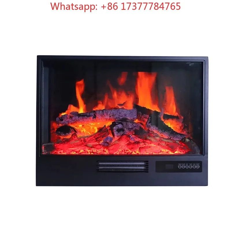 Holographic Modern Wood Decorative Wall Heater Insert Real Flame Hanging Remote Control Intelligent Electric Fireplace