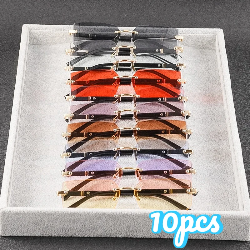 10Pcs Frameless Glasses for Men & Women, Cute Trendy Accessories, Light‑Weight Lenses, Random Assorted Colors