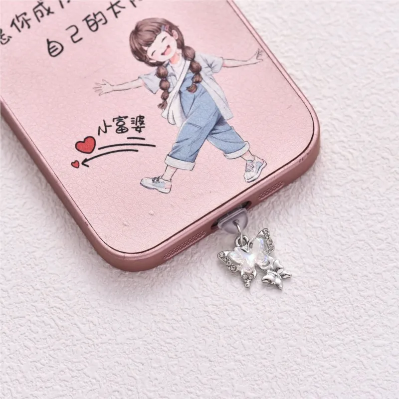 Butterfly Dust Plug Charm Cute Charge Port Anti Dust Plug Usb Type C Plug For iPhone Earphone Jack Stopper Cap Pendant