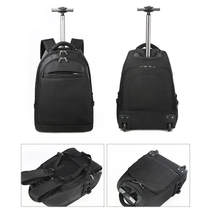 Waterproof Durable Rolling Wheeled Backpack Trolley Luggage Suitcase Business Bag Fit for 20 In Laptop for Men Women College Stu