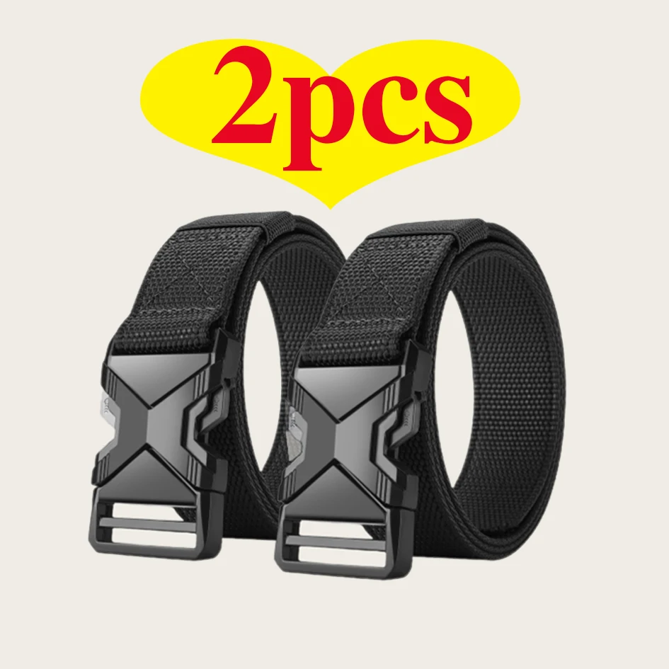 2-Pack Men's Tactical Belt for Outdoor Sports and Leisure; Quick-Release Buckle Belt; Hot Sale