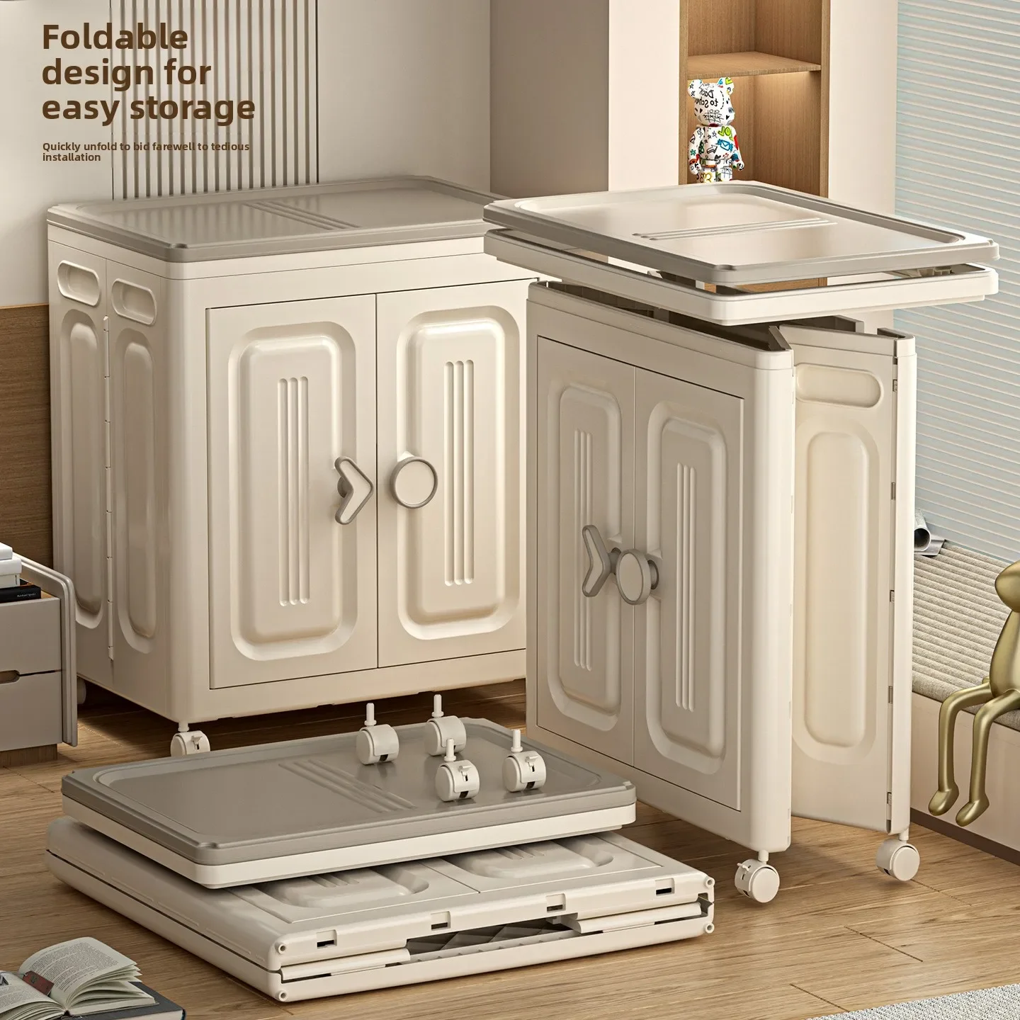 CX Household Large Capacity Large Flip Finishing Box With Wheels Seasonal Clothing Wardrobe