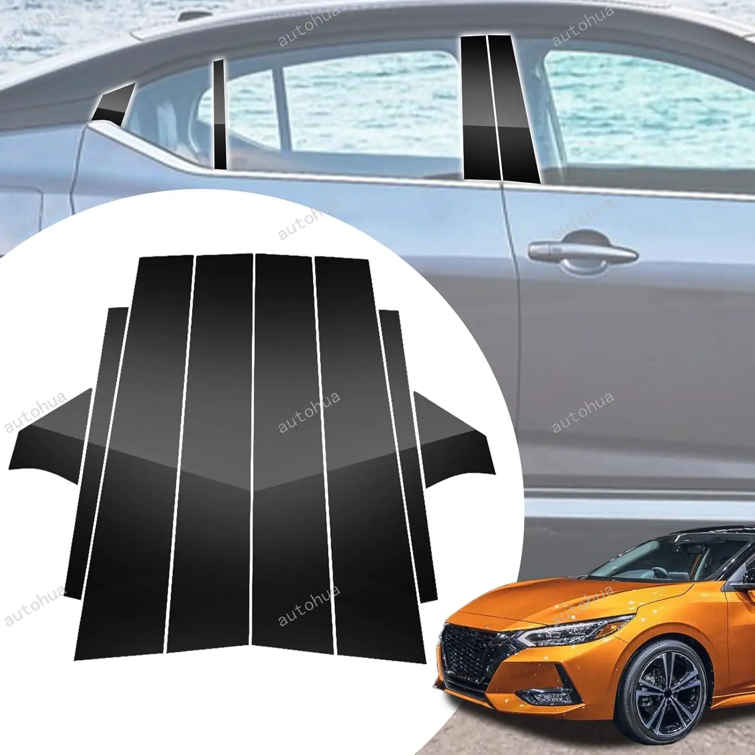 

Door Pillar Post Trim for Nissan Sentra 2020-2025 Side Door Pillar Anti Scratch Glossy PC Stickers Cover Moldings 6-pcs