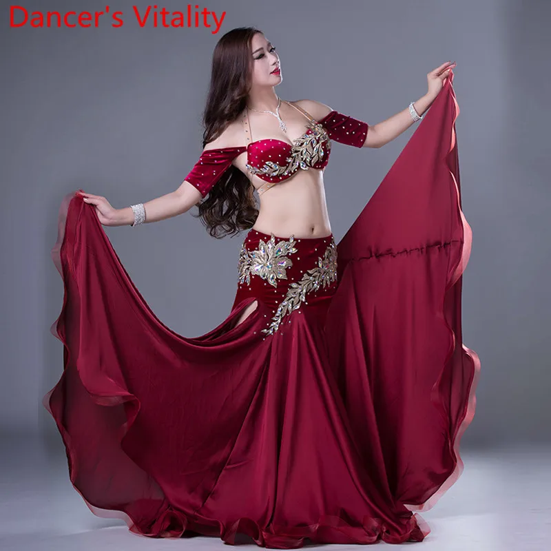 Dancer\'s Vitality Performance Women 2PCS Bra And Skirt Belly Dance Suit for Lady Dance Stage Costumes Kids Ballroom Dance Set