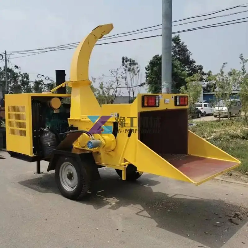 Large Mobile Home Used Garden Shredder Wood Tree Branch Crusher Wood Branch Shredder Leaf Chipper Cutting Machine Wood Chipper