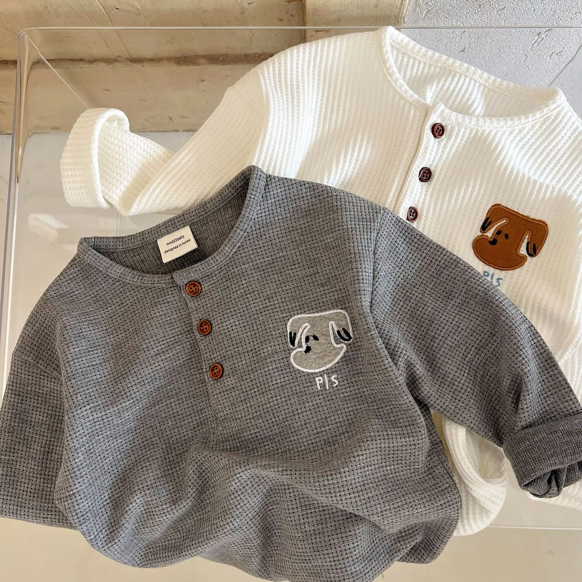 

2025 New Baby Long Sleeve T Shirt Soft Cotton Kids Tee For Girls Tops Boys Dog Embroidery T Shirts Children Pullover 1-7 Year