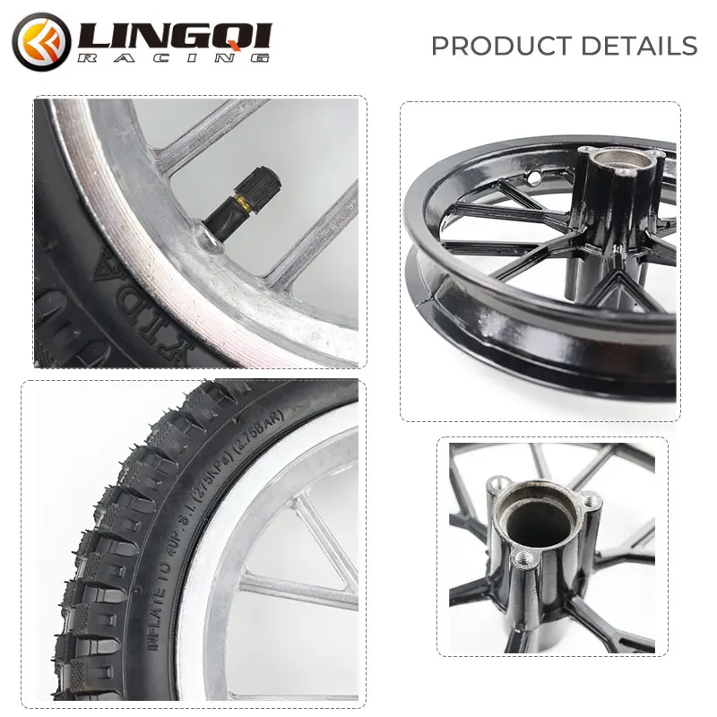 LYNNCHI Motorcycle 12 1/2x2.75 Front And Rear 12 Inch Wheel Rim Hub Pneumatic Tire For 49cc Mini Dirt Bike Scooter E-bike Parts