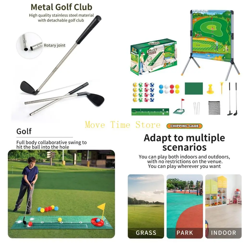 

92ME Childrens Golfing Training Set With Automatic Bending Plan And Scoring Structure Throwing Game For Inside Play