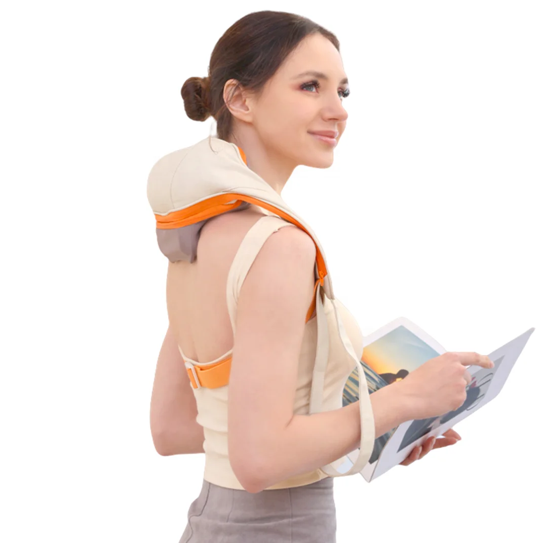 

Электрический беспроводной умный массажер для спины с подогревом, устройство для глубокого акупрессурного массажа шеи и плеч без помощи рук