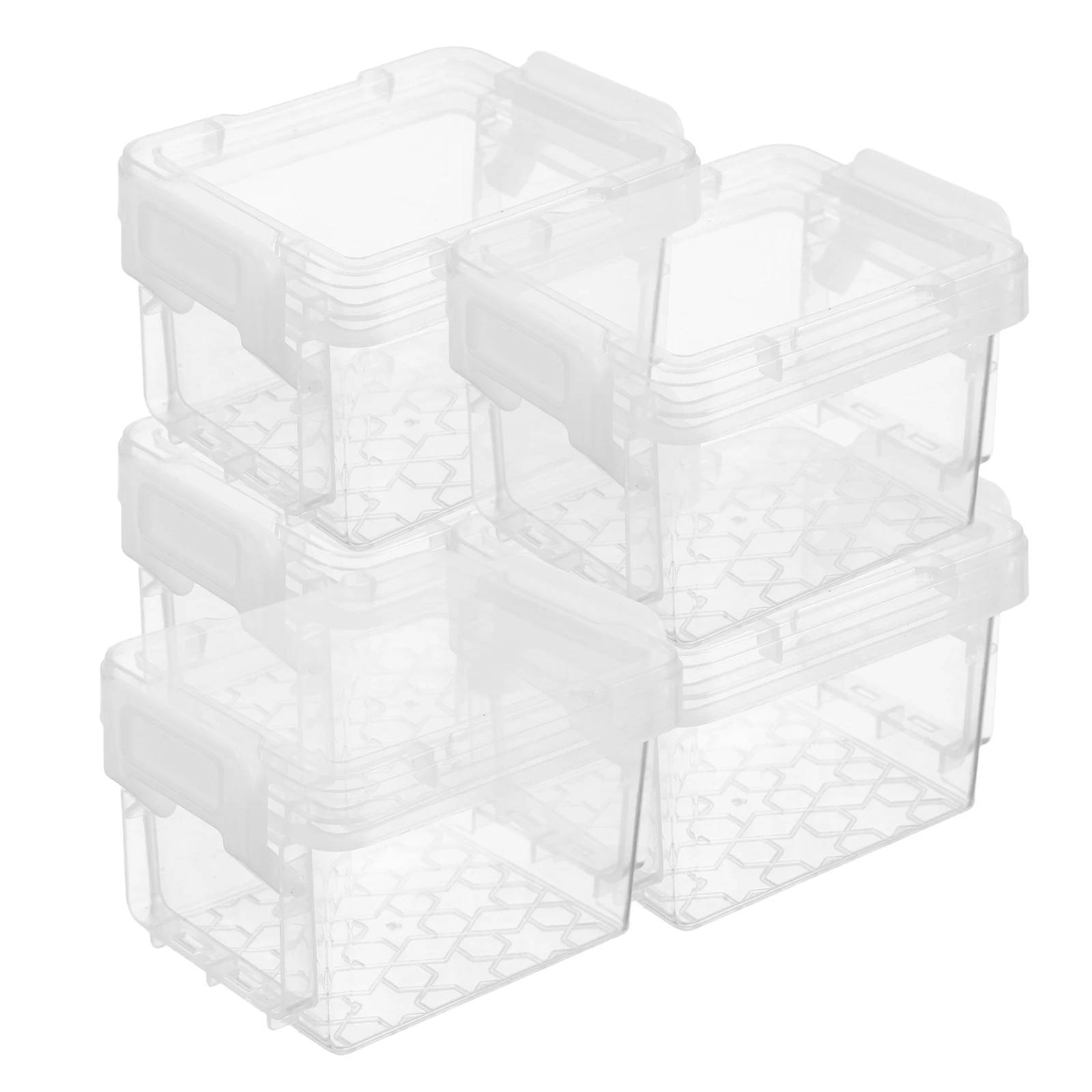 

5 Pcs Transparent Storage Box Ear Studs Organizer Desktop Multifunctional Clear Earring Plastic Case with Lid Backs Cases