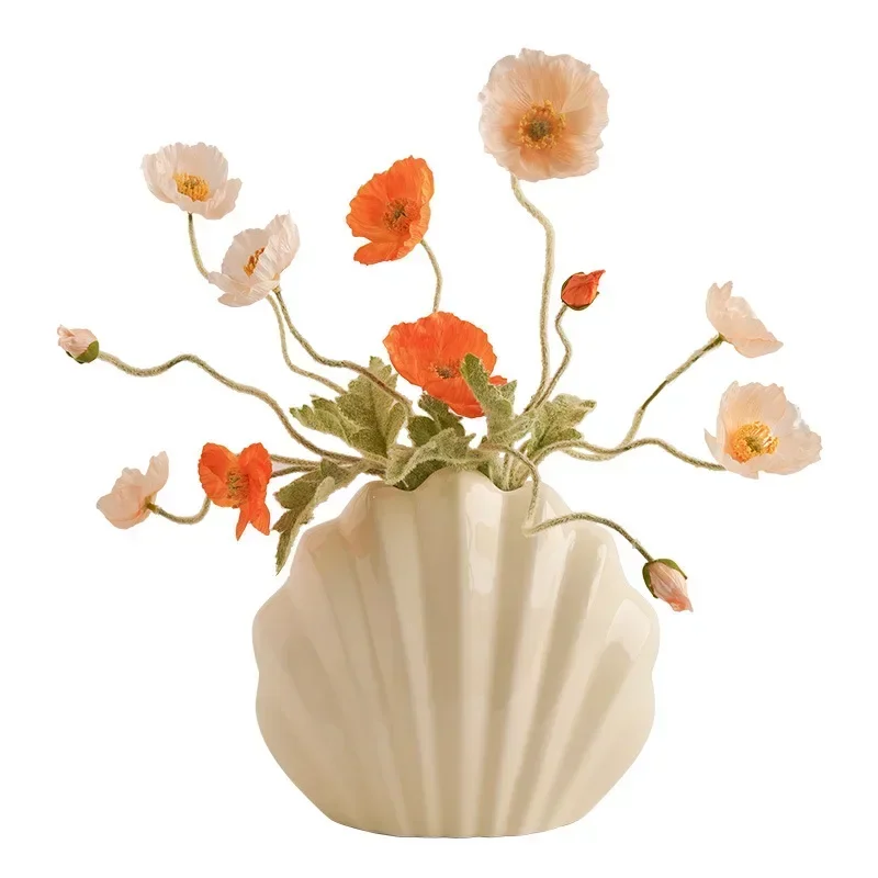 Creative Shell Vase Decoration Dining Table Flower Arrangement Crafts Home Living Room Decoration Art Light Luxury Ceramic Vases
