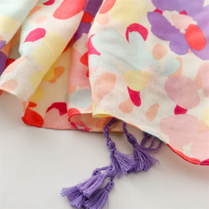 Luxury Brand Scarf Floral Cotton Shawl Lady Wrap Large Pashmina Hijab Headband Scarves Islamic Turban Bufanda Foulard Stoles