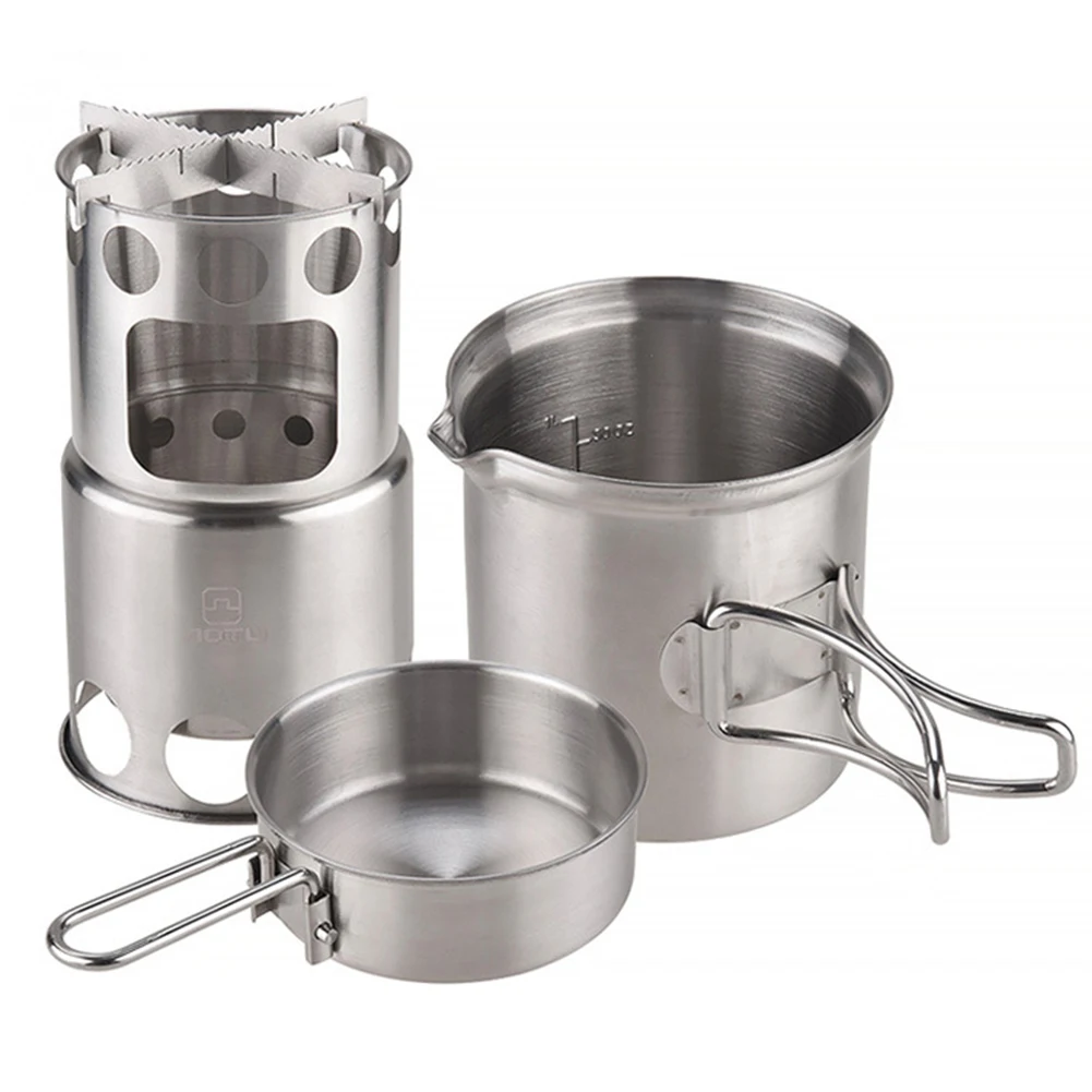 Camping Cookware Portable Firewood Stove Integrated Measuring Scale Versatile Cooking Options Camping Cooking For Camping