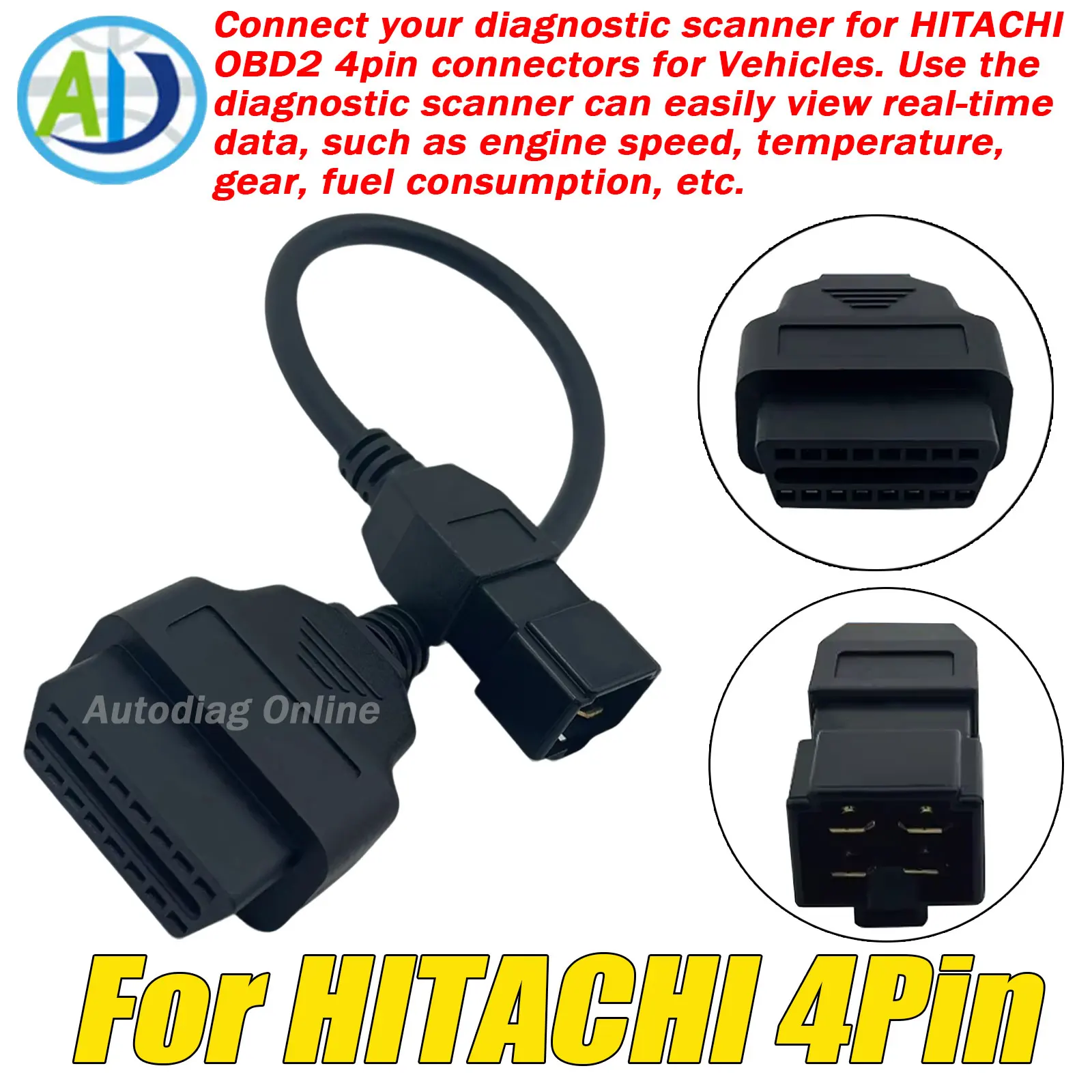 

For HITACHI 4Pin Control Module Diagnostic Cable 24V Diesel Vehicles OBD2 Diagnostic Adapter Connector Auto OBD2 Adapter Cable
