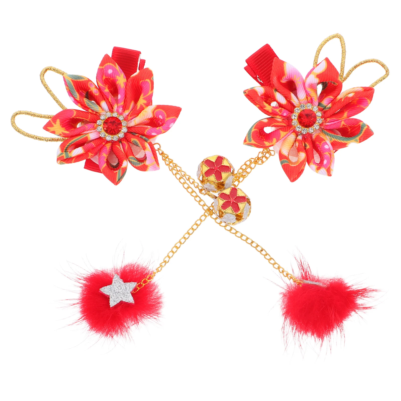 

1Pair Chinese Style Tassel Hair Clips Handmade Floral Hairpin Hair Accessories for Girls Asian Hanfu Festival Party