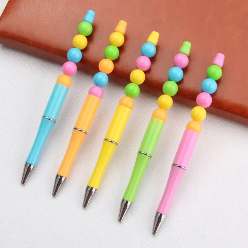 20PC New Style Beaded Ballpoint Pen Plastic Beaded Pen for Writing DIY Custom Japanese School Office Supplies DIY PEN Stationery