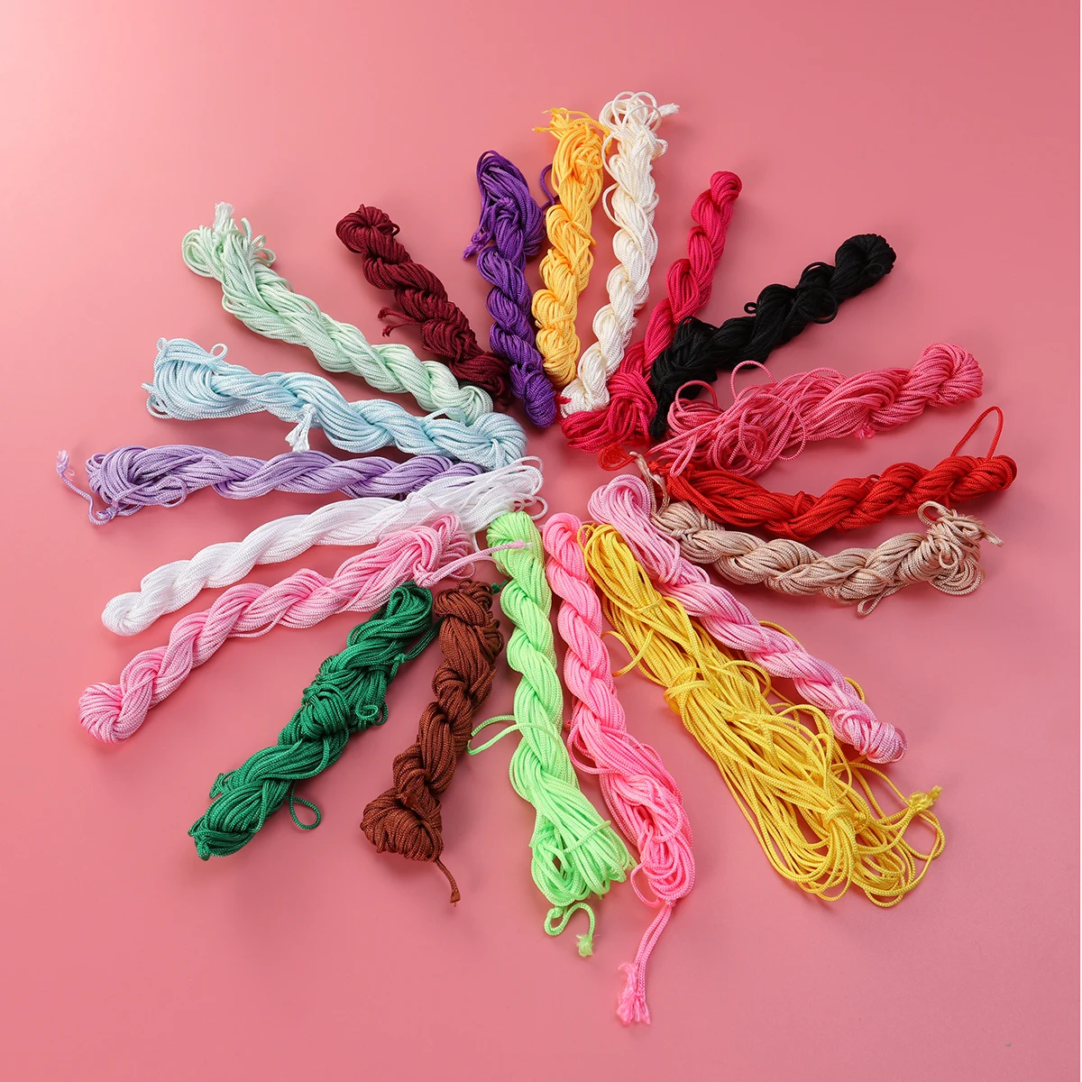 

20PCS 2 MM Multicolor Chinese Knot Braided Ropes Macrame Beads Cord Rattail Jade Lines for DIY Bracelet Necklace Jewelry Ring Fi