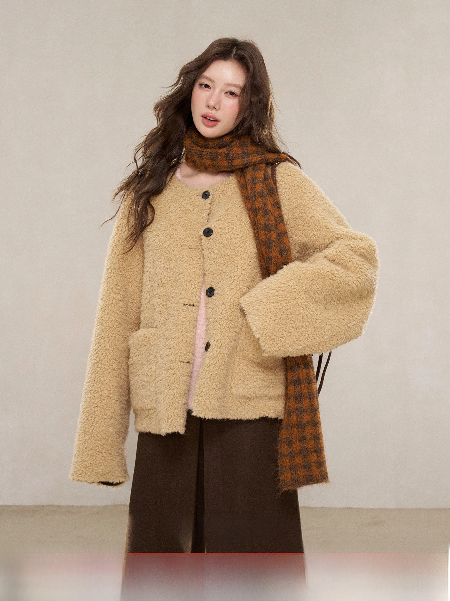 

Double-Sided Wear Korean Sle Woolen Coat for Women Unique Design Beautiful Top Commute Sle Loose Fit Long Sve round Ne