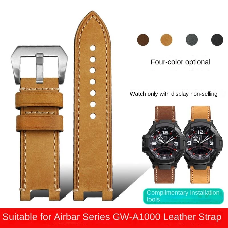 

For Casio Air Fighter GW-A1000/1100/4000 GA-1000/1100 High Quality Mad Horse Leather Vintage Watch Strap Black Brown Watchband