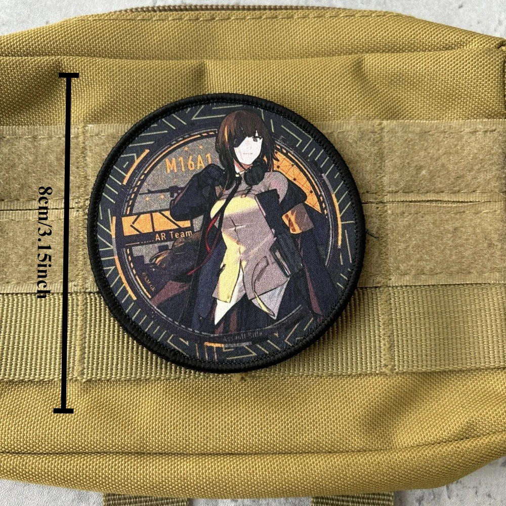 أنيمي فتاة مطبوعة المعنويات التكتيكية بقع فتاة المواجهة هوك وحلقة التصحيح شارة عسكرية شارة الملابس على ظهره ملصقات #3
