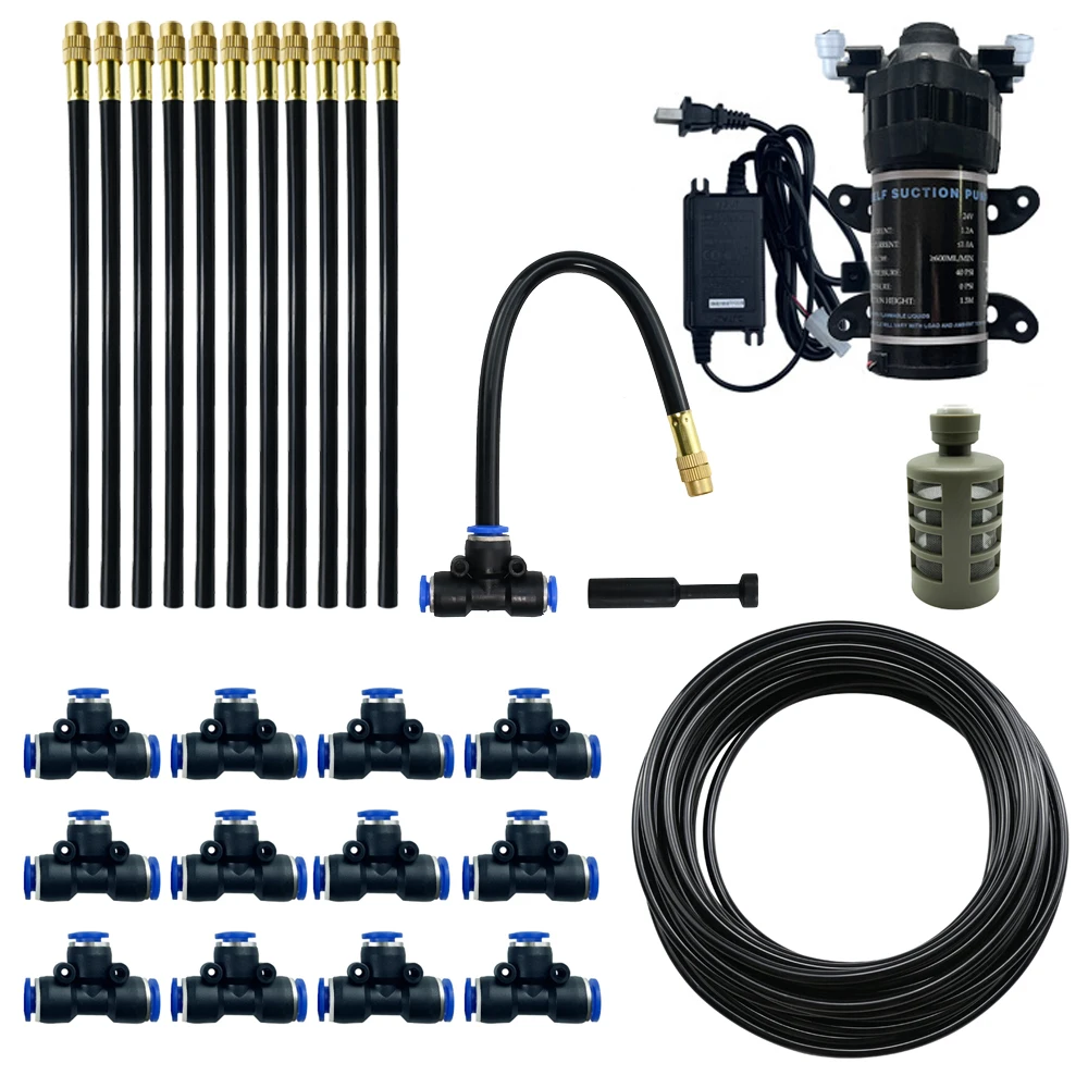 

Self-priming Pump 360° Free-bend Mist Bass Sprinkler Cooling System Quick Push Connecter Heavy Duty Stake Irrigation Kits