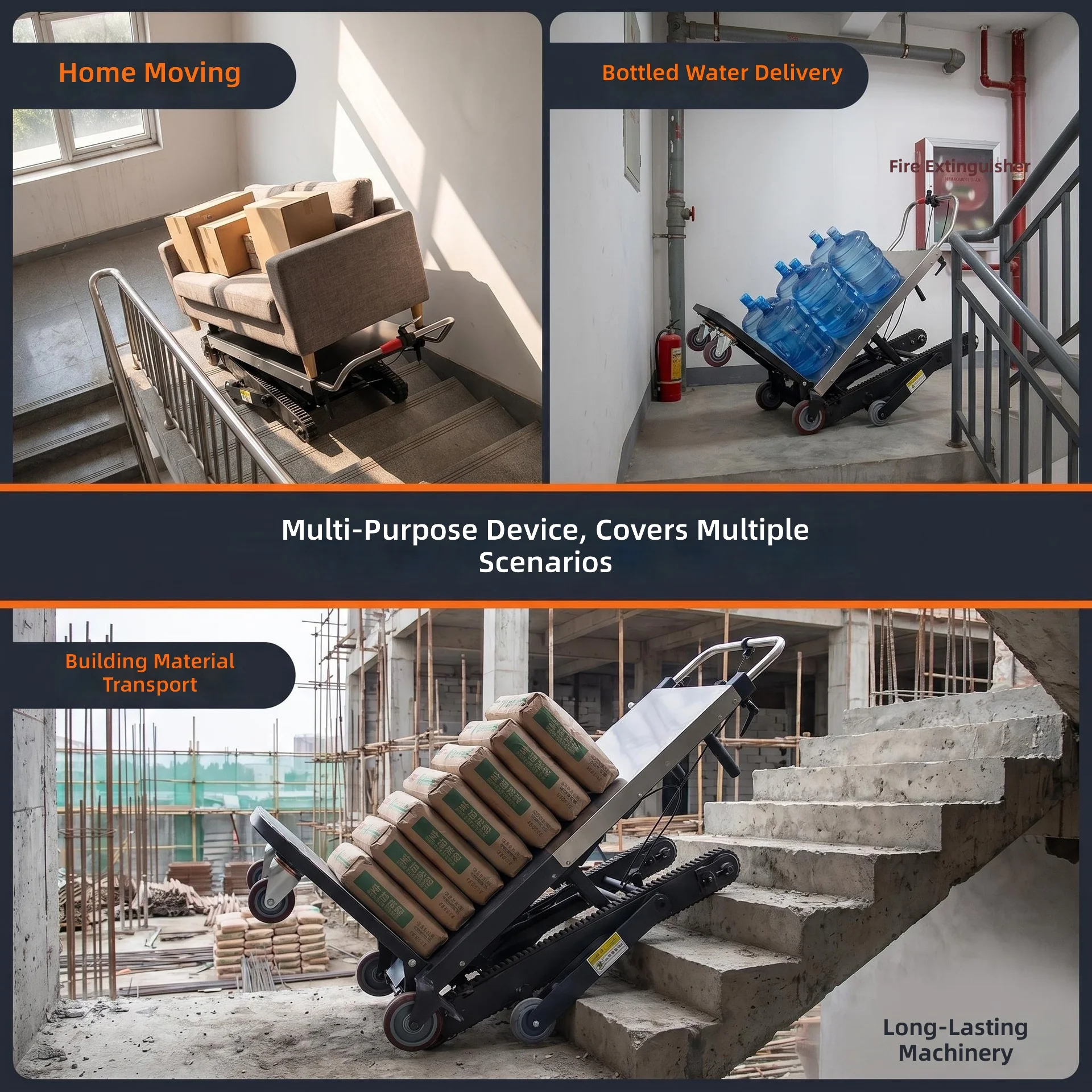 Electric Stair Climber, Heavy Duty Moving Dolly, Furniture Appliance Building Material Transport, Load Carrying Climbing Cart