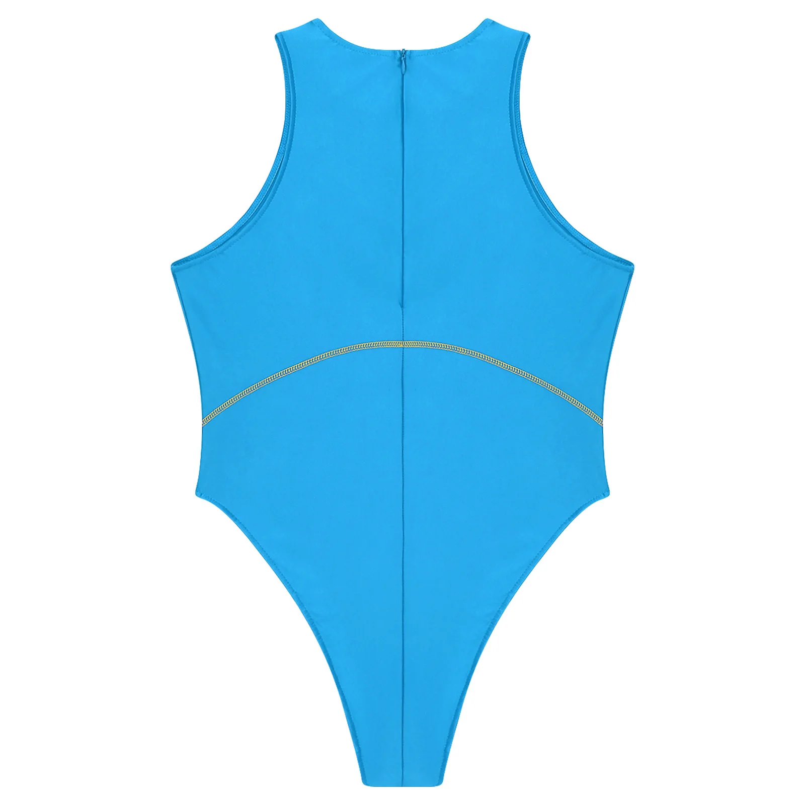 Men Sleeveless Swimsuit Male One Piece Bathing Suit Metallic Shiny Bodysuit for Beach Surfing Swimming Suits Clubwear Swimwear