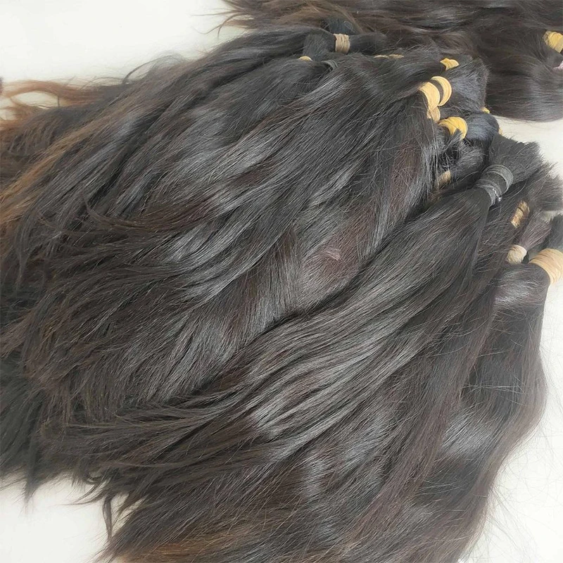 Raw Hair Bulk Brazilian Natural Color hair 100% Human Unprocessed Hair No Weft Can Be Bleached One Donor hair For One Bundle