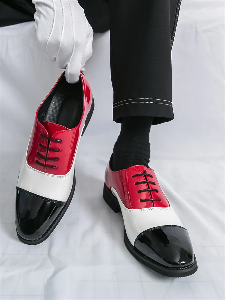 

Pointed-toe Formal Shoes for Man Fashion Party Men's Wedding Shoes Big Size 46 Patent Leather Shoes Men Oxford zapatos de hombre