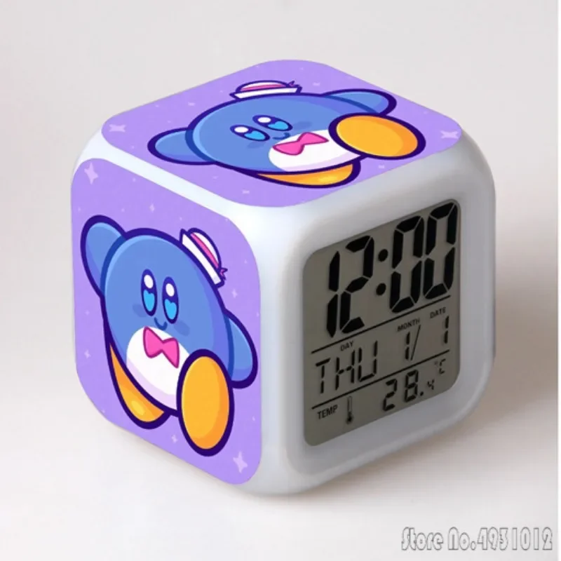 Anime Cartoon Star K-Kirby Seven Alarm Clock Creative Student 8x8x8cm LED Cube with Colorful Light Display Time Week Month