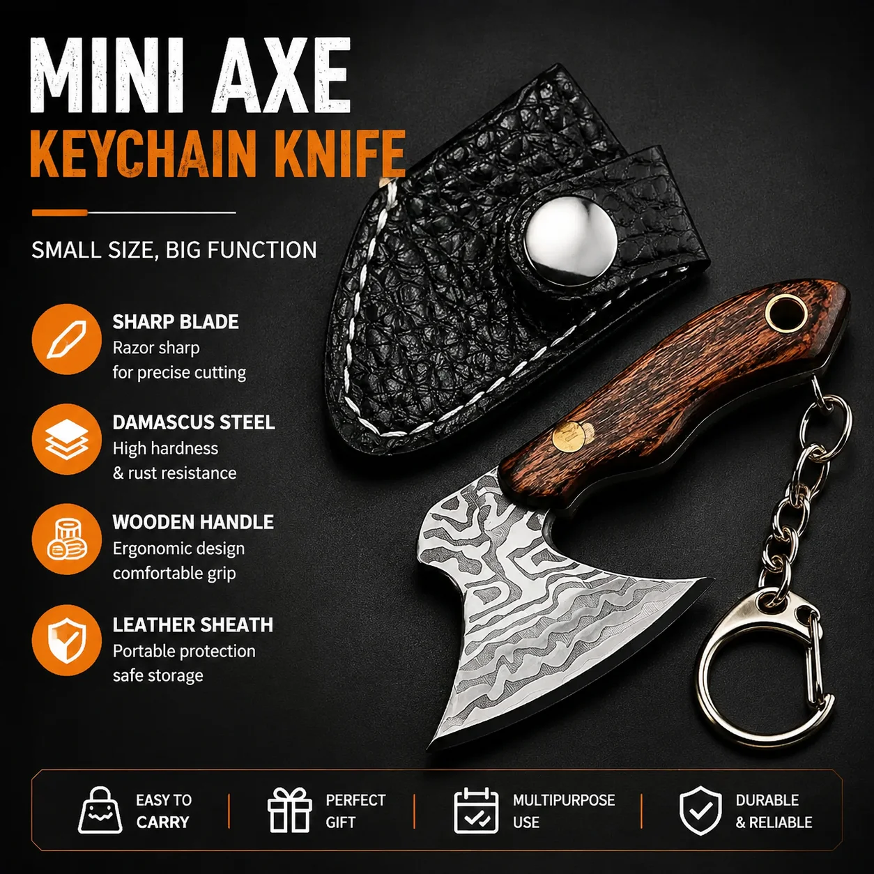 Portable Mini Stainless Steel Axe Key Chain Multifunctional Disassembly Tool Keychain Pendant Gift