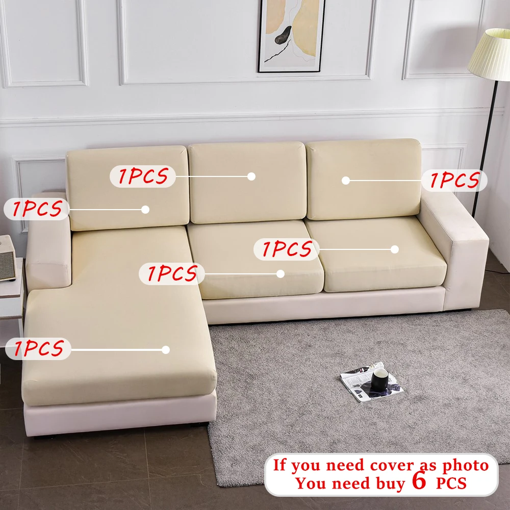 Elastic Sofa Covers Solid Color Sofa Cushion Cover Stretch Washable L-Shaped Sofa Seat Slipcover Living Room Removable Universal