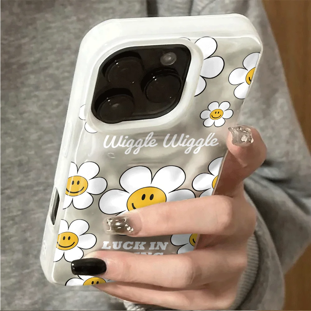 Cute Smiling Sun Flower Phone Case For iPhone 17 16 15 14 13 12 11 Pro Max 14 15 16 Plus 17 Air Shockproof Soft TPU Back Cover