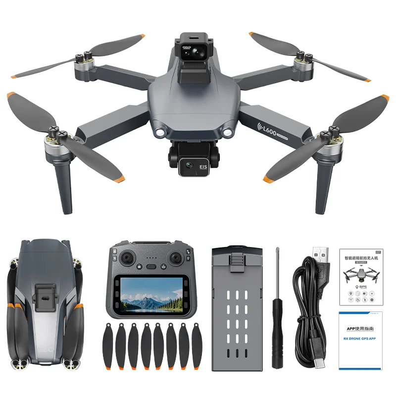 Novo L600-2 pro drone gimbal anti-vibração de 3 eixos 4.5 ''lcd com rastreamento inteligente retorno gps profissional fotografia aérea drone uav