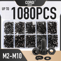 30-1080 Black DIN912 Wholesale Hex Socket Head Cap Screws Kit M2 M2.5 M3 M4 M5 M6 M8 M10 12.9 Grade Allen Screw Hex Assortment