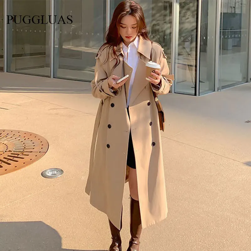 2024 Autumn Woman Long Trench Coat Fashion Korean Streetwear Loose Cloak Casual Elegant Khaki Black Women's Windbreaker Coat New