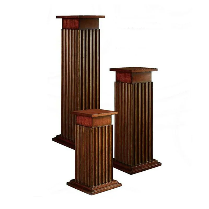 American solid wood Roman column living room vintage distressed single flower table telephone holder medieval villa wooden decor