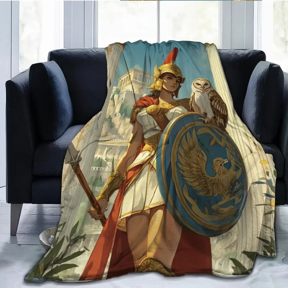 Design by ancient Greek soldiers Flannel printed blanket suitable for all seasons suitable for living room office sofa travel