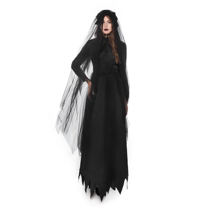 

Halloween Fantasia Dark Vampire Cosplay Costume Adult Women Carnival Party Ghost Bride Fancy Dress Up Zombie Outfit