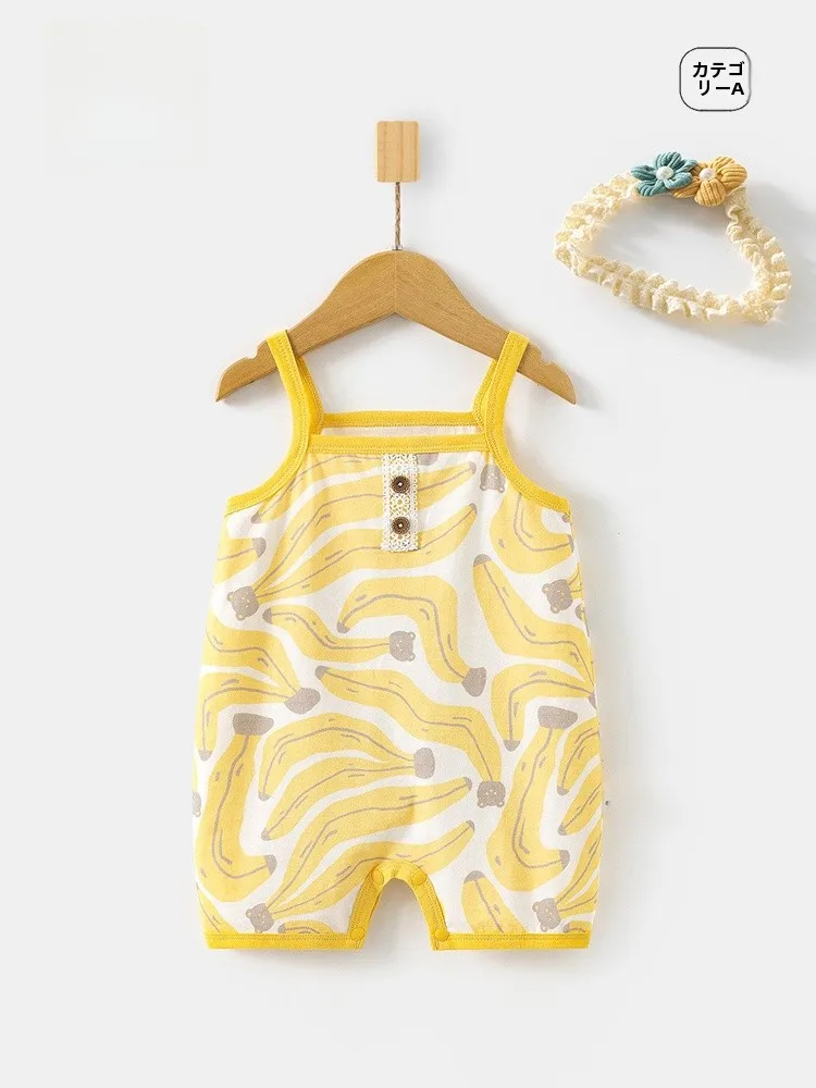 

Brand Baby Summer Thin Vest Onesie Sleeveless Bib Holder Low Waist Short Pants Cotton Fabric Infant Romper Bandeau Suit