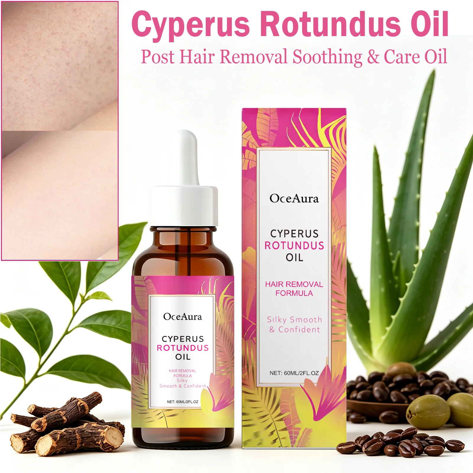 Huile de Cyperus Rotundus Naturelle Post-Épilation Apaisante Soin Réducteur de Poils Hydratant Apaisant Soin Corporel pour une Peau Lisse
