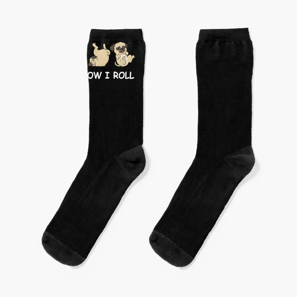 Cute Pug Tshirt This Is How I Roll Shirt Dog Socks Hiking boots Non-slip kids Socks Ladies Men's