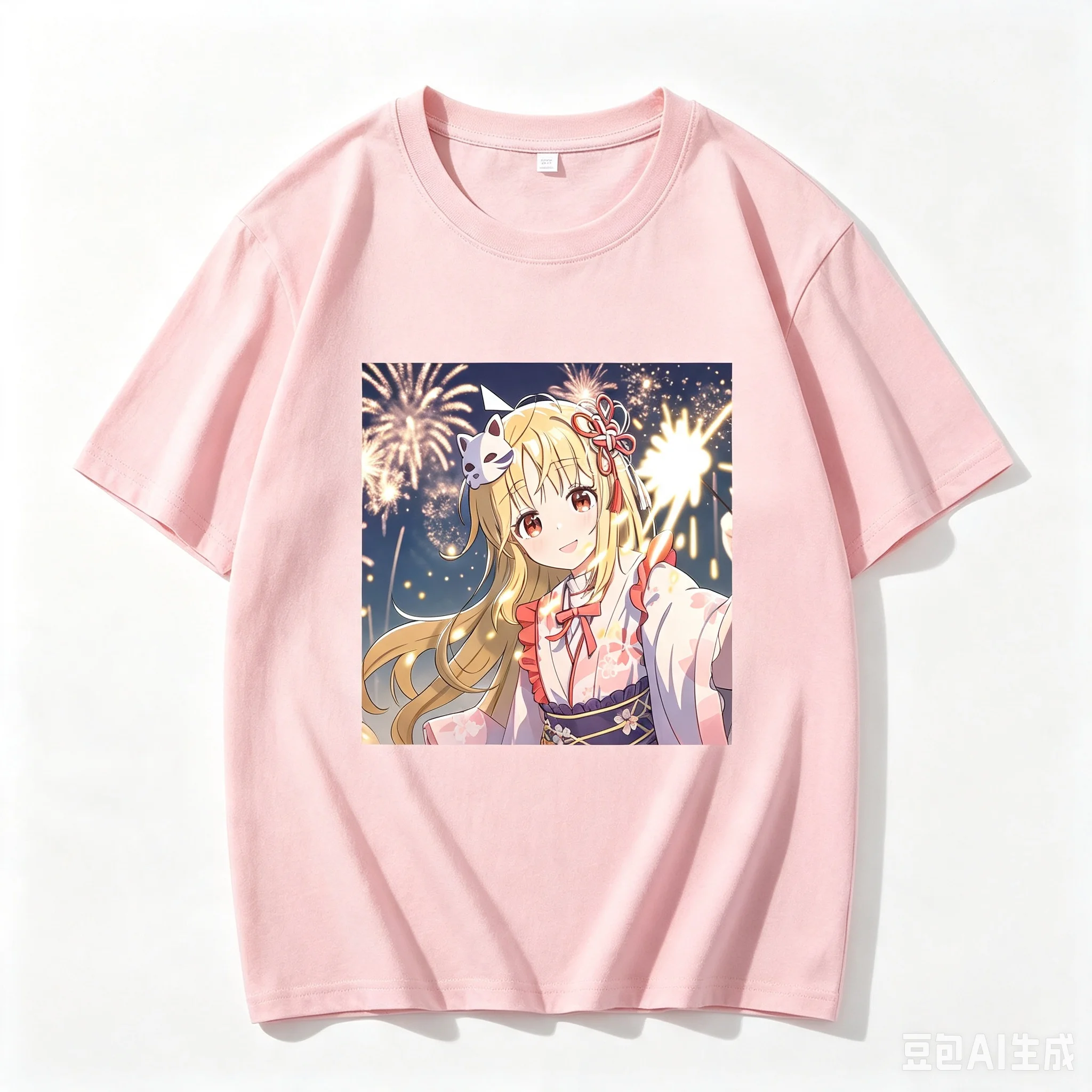 Ijichi Nijika Yukata Sparkler Two Panel Anime Frame Graphic Crew Neck Short Sleeve Comfortable Women And Men T-shirt