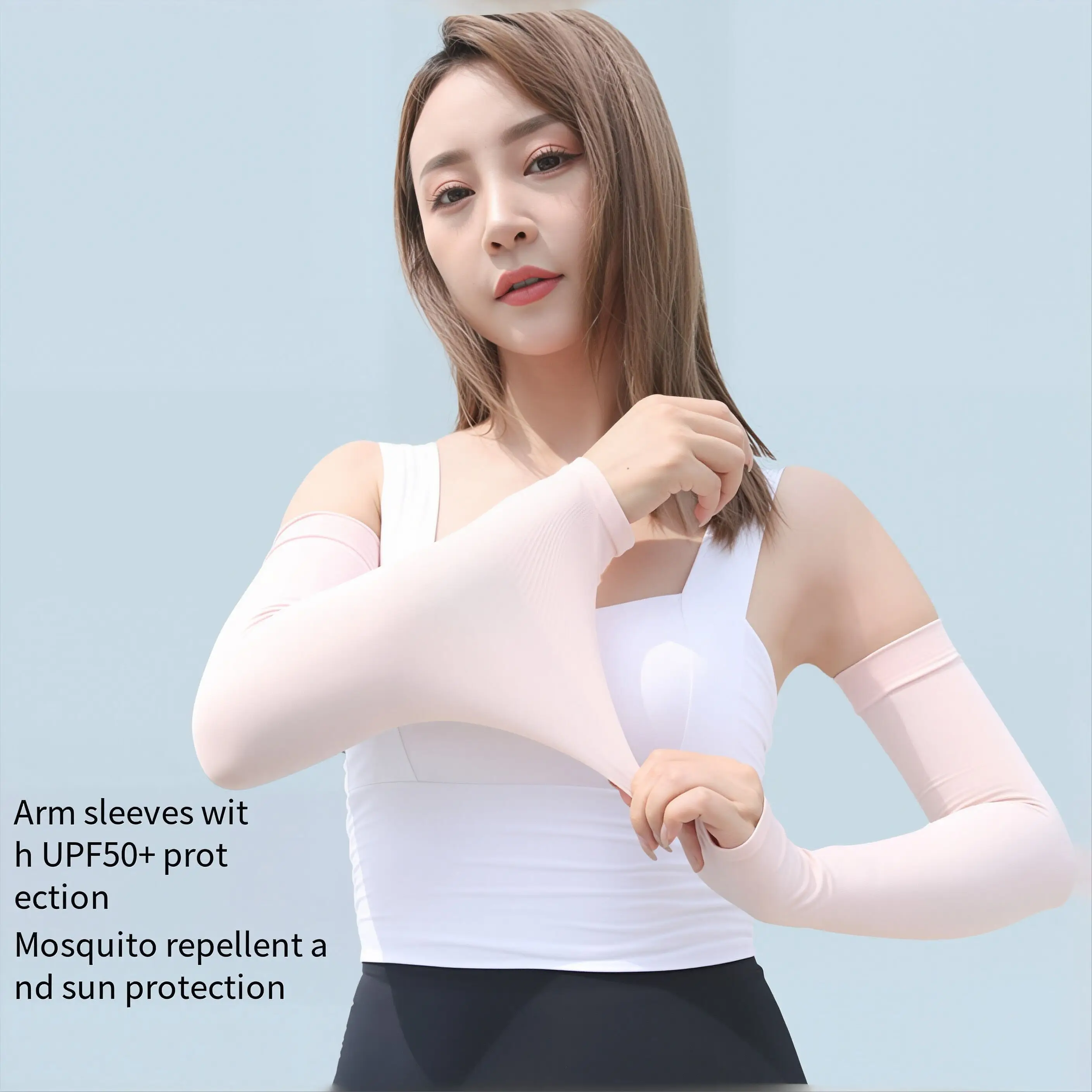 Running Arm Sleeves Ice Silk Sunscreen Sun-resistant Long Gloves Solid Basketball Armguards Sports Cycling Driving Arm Warmers