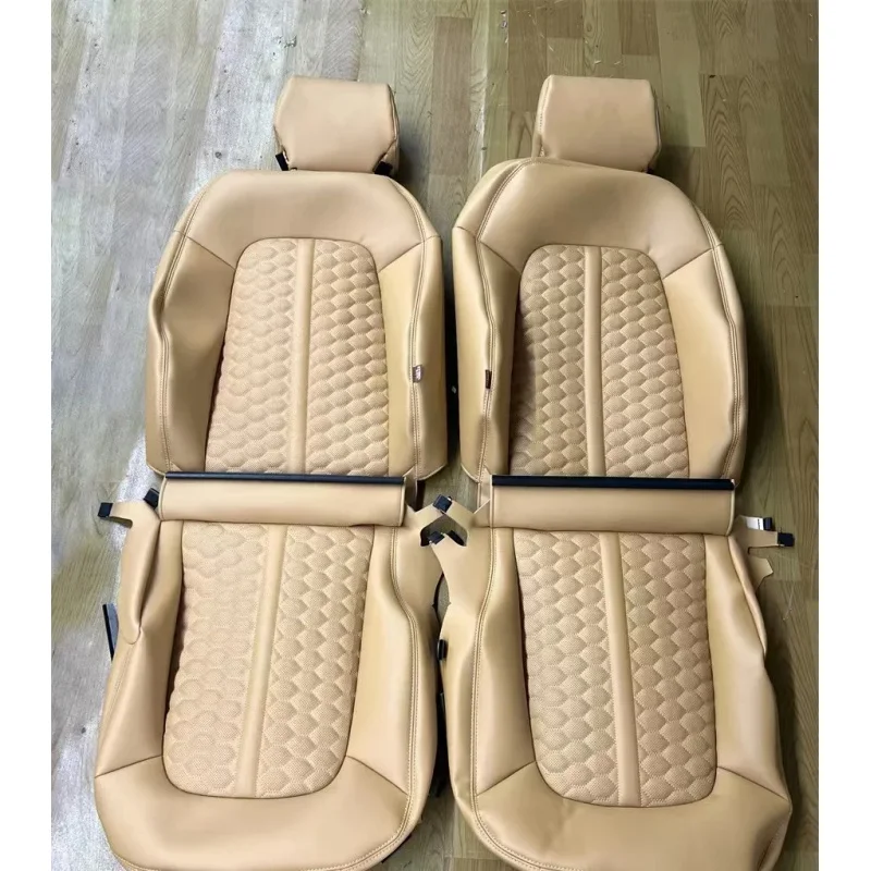 

Для Audi Q7, E-класса, 7 серии, Land Cruiser, Golf, Passat, A5, CC: Всесезонные роскошные бежевые кожаные чехлы на сиденья автомобиля (полный комплект)